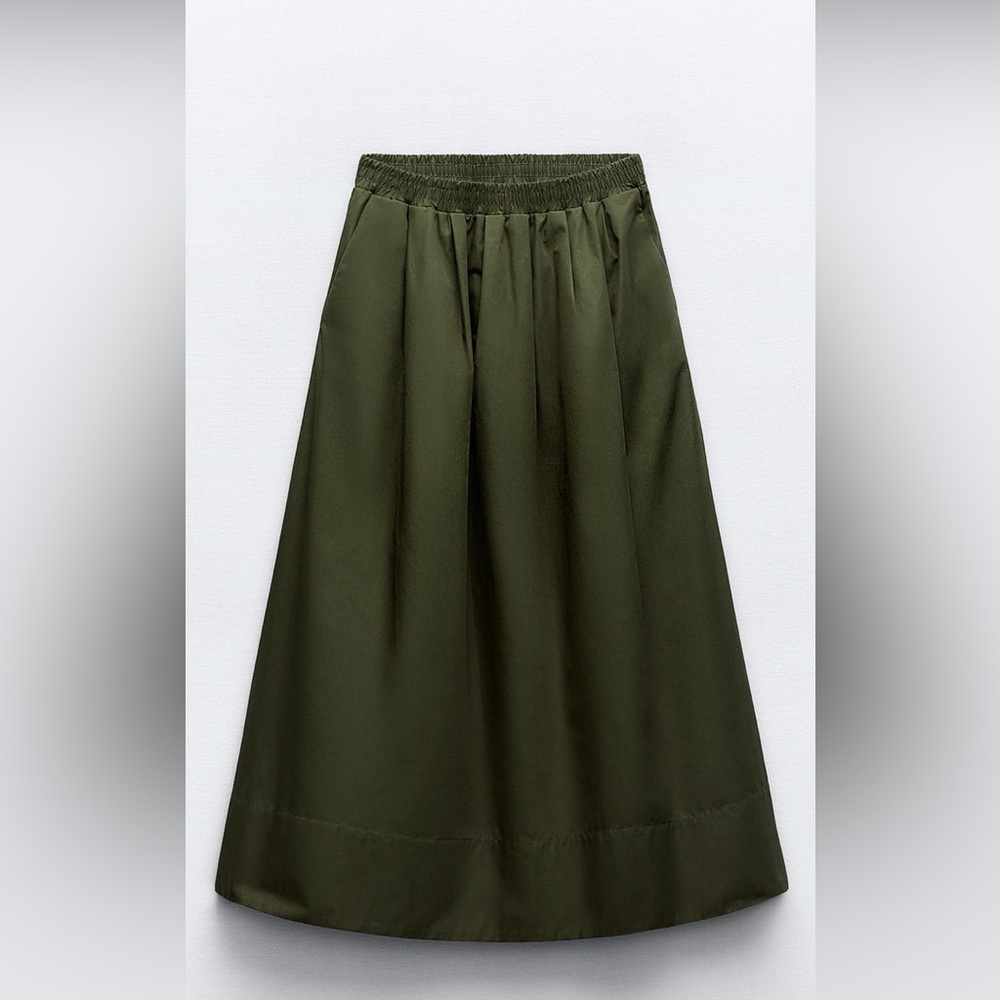 Poplin midi skirt